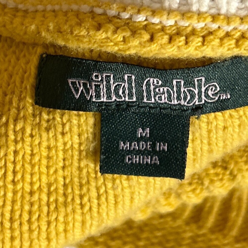 Wild Fable SZ M Yellow sleeveless V-neck cable knit vest Preppy, Classic Tennis - Picture 5 of 6